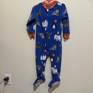 Carter's Blue Animal Print Footie Pajamas